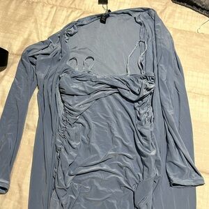 Blue two piece dress boohoo